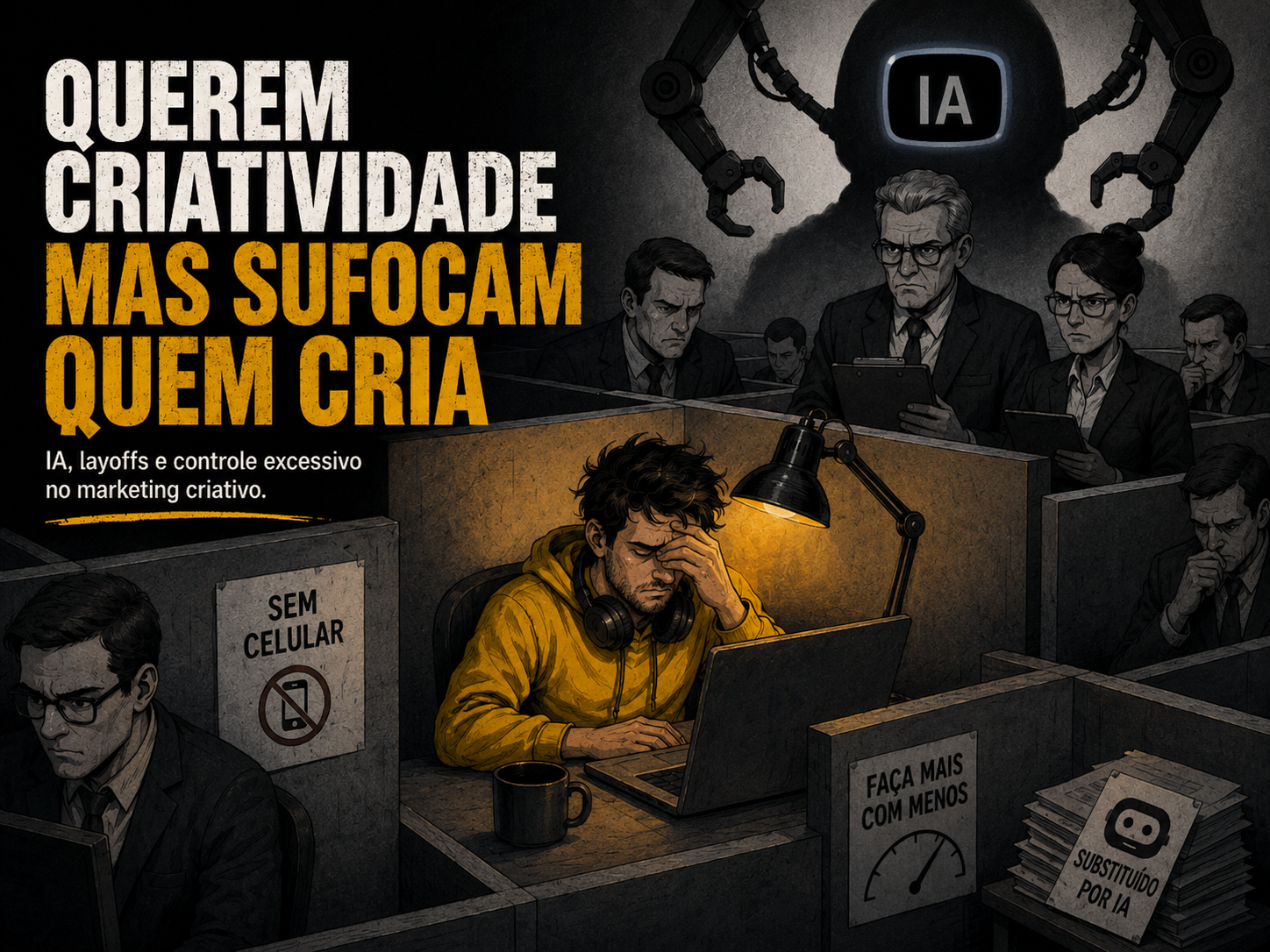 Empresas querem criatividade, mas sufocam quem cria: IA, layoffs e controle excessivo no marketing criativo